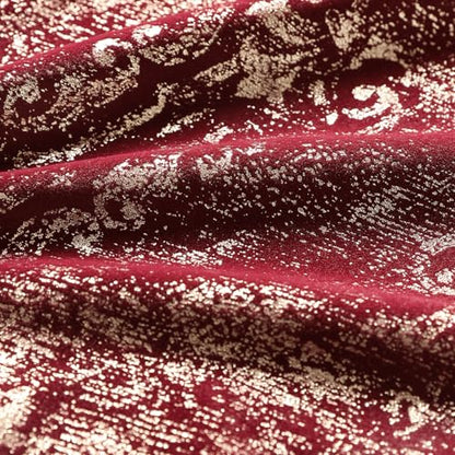 Leeva Velvet Window Valance 52x18 Burgundy, Foil Print Floral Pattern Rod Pocket Curtain Topper with Tassel Trim for Bedroom Living Room - color: Burgundy