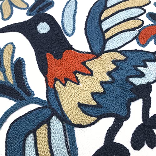 Alysheer Floral Embroidered Throw Pillow Cover 18"x 18" Set of 2, Blue Bird - color: Bird Blue, size: 18" x 18" (Pack of 2)