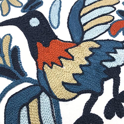 Alysheer Floral Embroidered Throw Pillow Cover 18"x 18" Set of 2, Blue Bird - color: Bird Blue, size: 18" x 18" (Pack of 2)