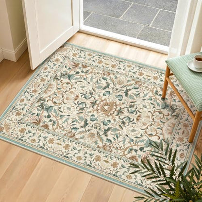 2x3 Kitchen Rugs Non Slip Washable Floral Small Entryway Rug, Tan - color: Tan, size: 2' x 3' (Rectangular)