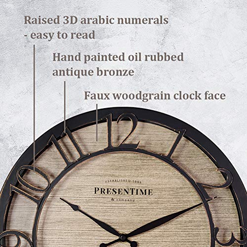 Presentime 13" Farmhouse Series Wall Clock - color: Oil Rubbed Bronze, size: 13 inch