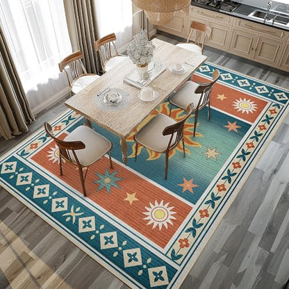 8x10 Area Rug for Living Room Sun Rug Machine Washable Boho Southwestern - color: Sun, size: 8' x 10' (Rectangular)