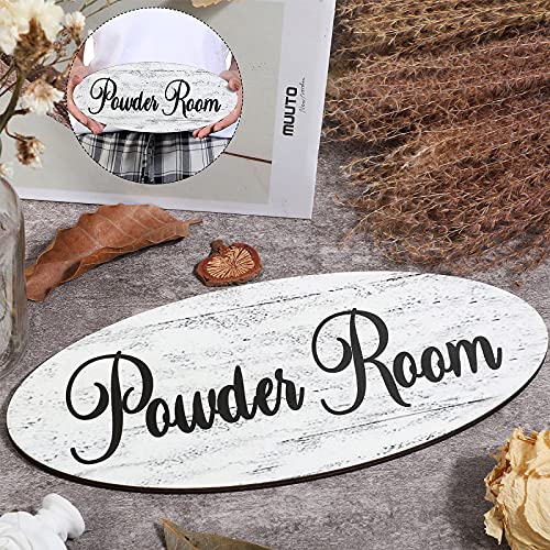 Queekay Powder Room Sign, Wooden Powder Room Decor Hanging Sign - style: Powder Room
