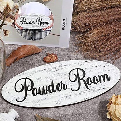 Queekay Powder Room Sign, Wooden Powder Room Decor Hanging Sign - style: Powder Room