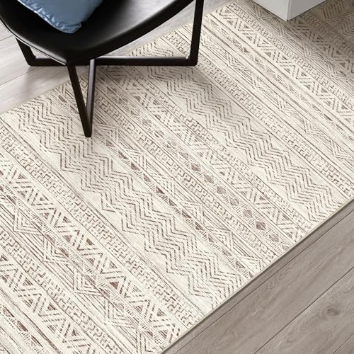 2x4 Runner Rug Washable Moroccan: Non Slip Entryway Throw Rugs Beige - color: Beige, size: 2' x 4'