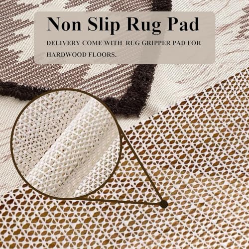 Boho Runner Rug, Washable Hallway Rug Runner Non Slip Rubber Backed, Kitchen Farmhouse Area Rug Floor Mat with Tassels, Tufted Woven Cotton Entryway Carpet (Brown, 2.3'x3.8') - color: Brown, size: 2'4" x 3'10" (Runner)