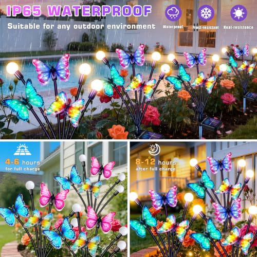 Solar Garden Lights Outdoor, Butterfly Firefly Lights 4 Pack, Waterproof - color: Butterfly Firefly, size: 4 Pack