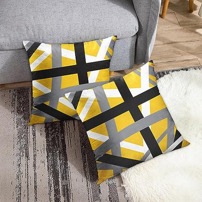Emvency Throw Pillow Covers Set of 2, 16 x 16 Inch, Striped Retro Yellow - color: Yellow, size: 16" x 16" (Pack of 2)