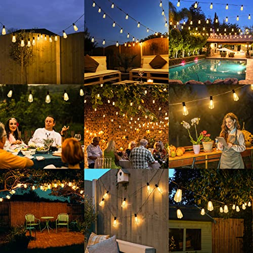 Brightever 180FT Outdoor String Lights 94 Bulbs, Waterproof Patio Lights - color: Black Wire Warm White, size: 180FT