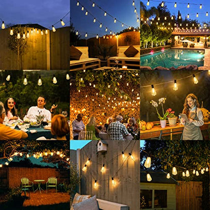 Brightever 100FT Outdoor String Lights 52 Bulbs, Waterproof Patio Lights - color: Black Wire Warm White, size: 100FT