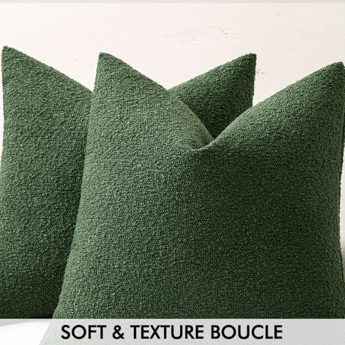 MIULEE Christmas Textured Boucle Lumbar Pillow Cover for Bed 12x20 Dark Green - color: Dark Green, size: 20" x 12" (Pack of 1)