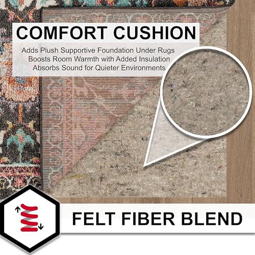 Mohawk Home Non Slip Rug Pad 5' x 8'- 1/4" Thick Felt + Latex Rubber Gripper - Dual Surface Cushion for Hardwood, Carpet, Tile Floors, Made in USA - size: 5' x 8' (Rectangular), style: 1/4 Inch Dual Surface Rug Pad