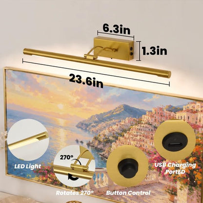 Battery Operated Picture Light for Wall,Gold Brushed 23.6-Inch - color: Gold, size: 23.6 Inch
