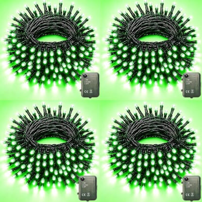 Pooqla Green String Lights Battery Operated, 4x50 LED Halloween Lights - color: Green, size: 50 LED x4