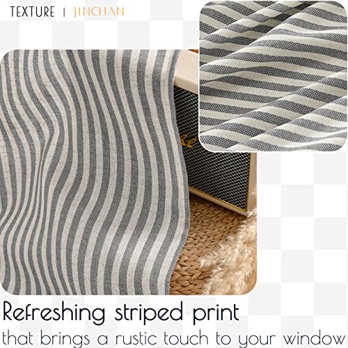 jinchan Stripe Linen Kitchen Valance Curtain, 50x16, 1 Panel, Grey - color: Boxter Striped | Charocoal Grey on Linen, size: 50"W x 16"L (Pack of 1)