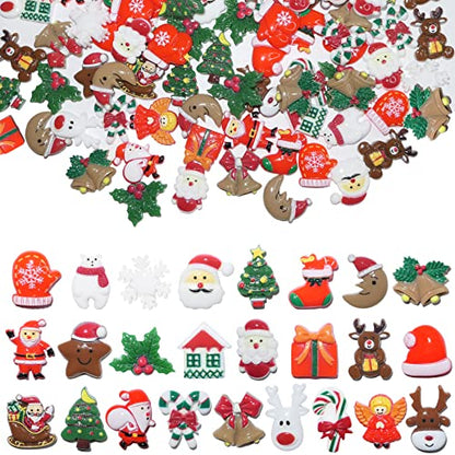 HADDIY Christmas Resin Charms for Crafts,100pcs Flatback Slime Beads Decor