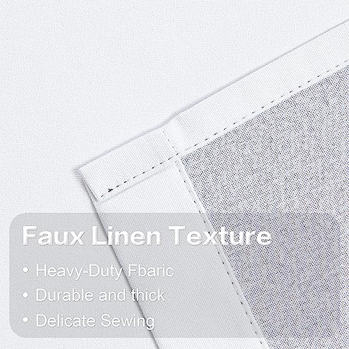 KEQIAOSUOCAI Pure White 100% Blackout Linen Curtains 100 Inches Long 2 Panels for Bedroom,Modern Farmhouse Full Black Out Room Darkening Thermal Insulated Window Curtain Panels W50 x L100 Inch Length - color: Pure White, size: 50"W x 100"L (Pack of 2)