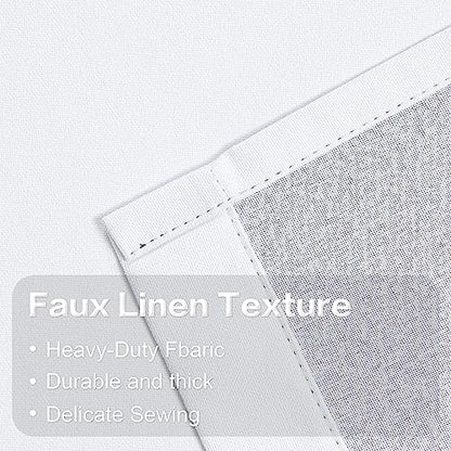 KEQIAOSUOCAI Pure White 100% Blackout Linen Curtains 100 Inches Long 2 Panels for Bedroom,Modern Farmhouse Full Black Out Room Darkening Thermal Insulated Window Curtain Panels W50 x L100 Inch Length - color: Pure White, size: 50"W x 100"L (Pack of 2)