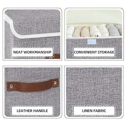 Yawinhe Collapsible Storage Bins,Grey,13.0x9.0x7.9in,1-Pack - color: Grey, size: M/(1 Pack)