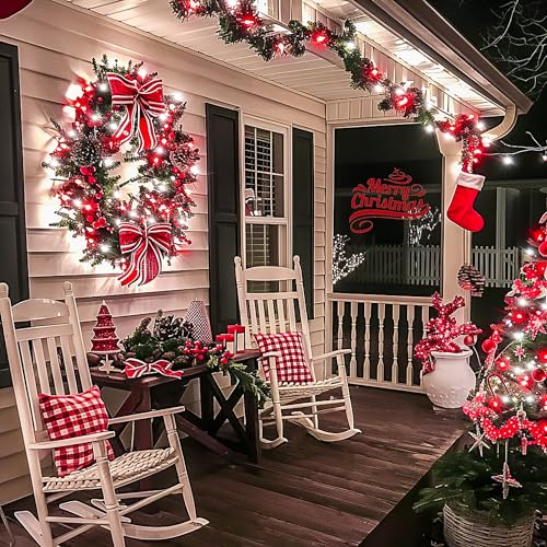 JMEXSUSS Connectable 100 LED Red and White Christmas Lights with 8 Modes - color: Red White, size: 100 LED