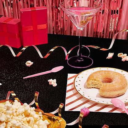 Just Shimmer 2 Pcs Black & Silver Holographic Laser Tablecloths Shiny Plastic Table Cloths 40" x 108" Black and White Classical Halloween Events Birthday Party Decor Anniversary Supplies - color: Black & Silver