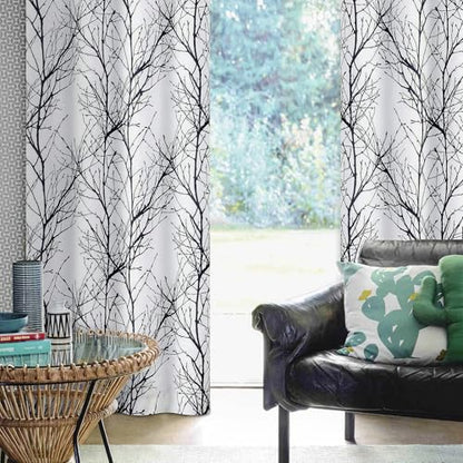 FMFUNCTEX 100% Blackout Black Grey Tree Branch Curtains 54 Inch 2 Panels - color: Grommet | Black, size: 52"W x 54"L (Pack of 2)