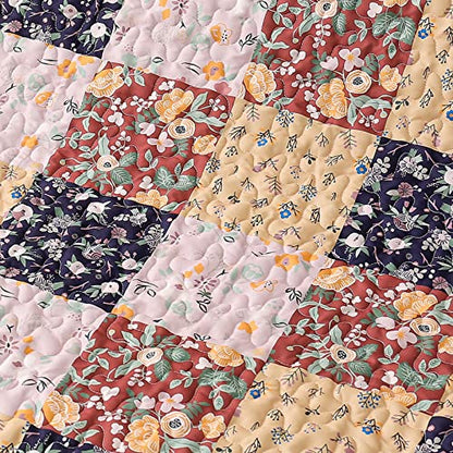 Exclusivo Mezcla Reversible Boho Quilted Throw Blanket, 50"x 60" - color: Floral Brown, size: 50 x 60 inch