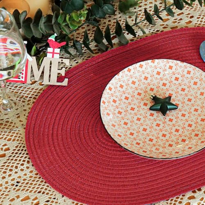 Placemats Set of 8, Woven Oval Braided Dining Table Mats(Red) - color: Red, size: 8 pcs