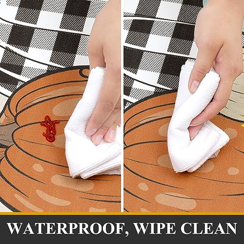 Pauwer Fall Kitchen Rugs Set of 2, Pumpkin Truck Anti Fatigue Kitchen Mat - color: Plaid Pumpkin