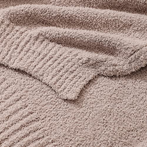 bearberry Knit Throw Blanket 40x50 Beige Super Soft Plush for Couch - color: Beige, size: Kids(40″x50″)