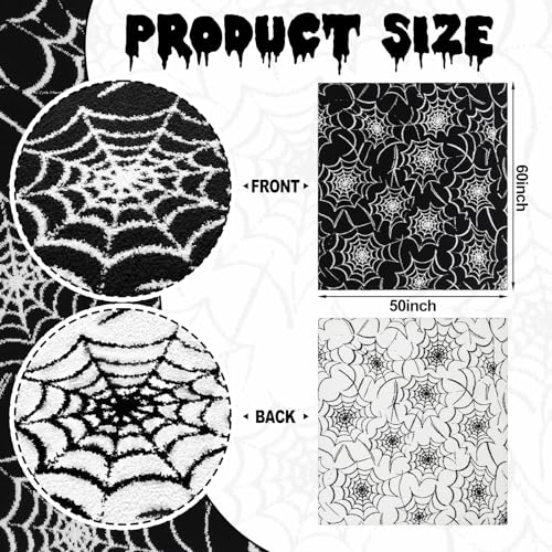 Halloween Gothic Spider Web Blanket Reversible Knit Throw Blanket - color: Black and White, style: Halloween Spiderwebs Blanket