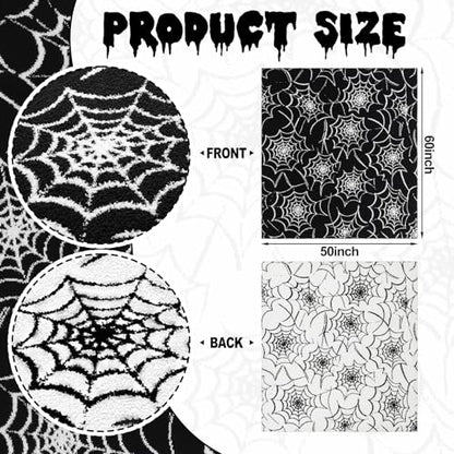 Halloween Gothic Spider Web Blanket Reversible Knit Throw Blanket - color: Black and White, style: Halloween Spiderwebs Blanket