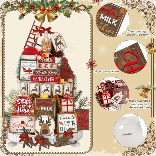 Croblissful 23 Pcs Christmas Tiered Tray Decor set, Red, Elk - color: Red, style: Elk