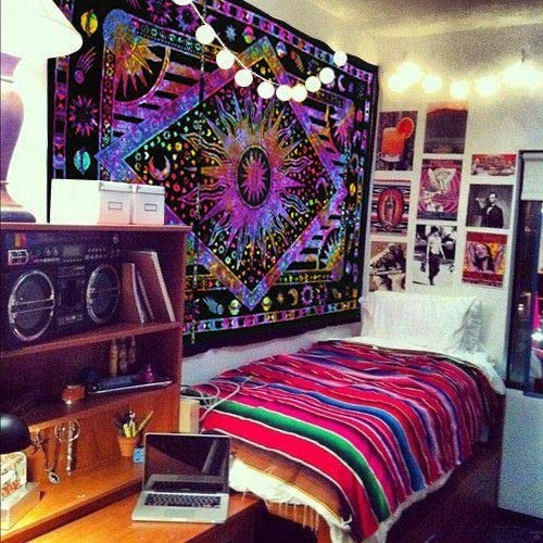 ANJANIYA Burning Sun Tie Dye Tapestry, Celestial Sun Moon Star Planet Bohemian Twin Tapestry Tarot Card Wall Hanging Boho Coverlet Curtain (Purple Multi, 55"X85") - color: Purple Multi, size: 85"L x 55"W