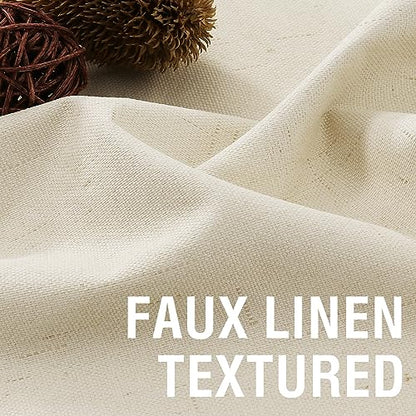 H.VERSAILTEX Faux Linen 100% Blackout Curtains for Bedroom 63 inches Long Thermal Insulated Textured Linen Look Curtain Back Tab/Rod Pocket/Hook Belt Draperies 2 Panels, 52 x 63 Inch，Bleached Sand - color: Bleached Sand, size: 52"W x 63"L (Pack of 2)