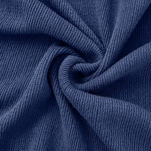 Vonty Royal Blue Knitted Throw Blanket with Tassels Fringe, 50x60 Acrylic - color: Royal Blue, size: 50" x 60"
