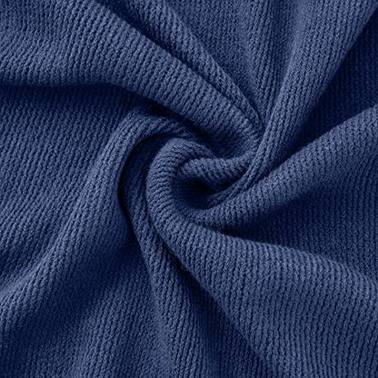 Vonty Royal Blue Knitted Throw Blanket with Tassels Fringe, 50x60 Acrylic - color: Royal Blue, size: 50" x 60"