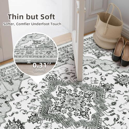 Arenarug 2x6 Washable Runner Rug for Hallway, Light Grey - color: Light Grey, size: 2' x 6' (Runner)