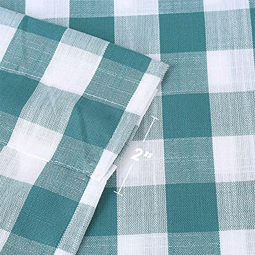 Amzdecor Teal White Buffalo Plaid Valance Semi Sheer Cafe Curtain 55"x15" - color: Teal/White