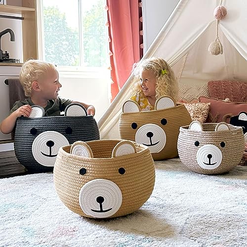 CherryNow Large Baby Basket for Gifts Empty, Cute Bear Design, Brown - color: Brown, size: 15.7"D x 10.5"H