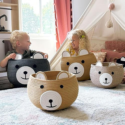 CherryNow Large Baby Basket for Gifts Empty, Cute Bear Design, Brown - color: Brown, size: 15.7"D x 10.5"H