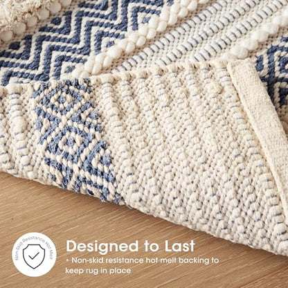 INK+IVY Asher Non-Slip Bath Rug Absorbent Quick Dry Striped, 22 x 58, Navy - color: Navy, size: 1'10" x 4'10" (Rectangular)