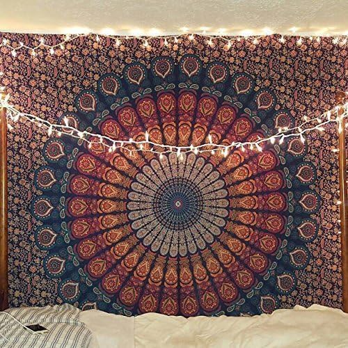 Bless International-Cotton-Blockbuster-Handmade-Mandala-Tapestry - color: Blockbuster, size: 72"L x 54"W