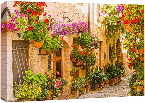 wall26 Canvas Print Wall Art Floral Botanical Garden European Village Nature Wilderness Photography Realism Rustic Scenic Landscape Earth Panorama Colorful for Living Room, Bedroom, Office - 24"x36" - color: A05-2205-slm25, size: 36"L x 24"W