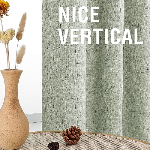 H.VERSAILTEX Faux Linen 100% Blackout Curtains for Bedroom 63 inches Long Thermal Insulated Textured Linen Look Curtain Back Tab/Rod Pocket/Hook Belt Draperies 2 Panels, 52 x 63 Inch，Sage - color: Sage, size: 52"W x 63"L (Pack of 2)