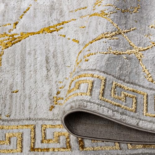 GLORY RUGS Area Rugs Marble 5X7 Cream Gold Carpet Modern Abstract Rug Living Room Dining Bedroom Rug - color: Cream, size: 5' x 7' (Rectangular)