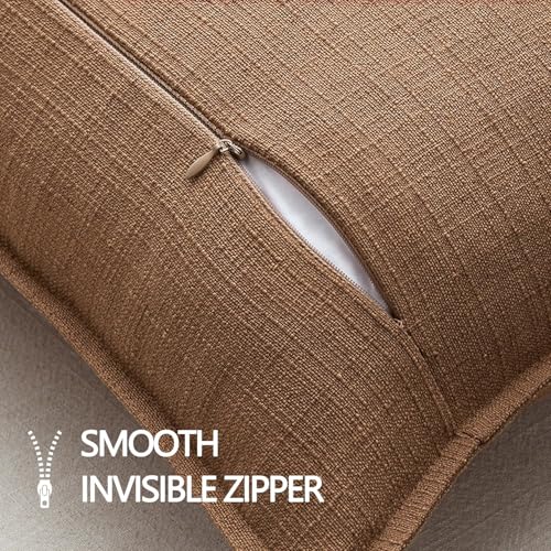 MIULEE Thick Textured Euro Sham Throw Pillow Covers 24x24 Inch Brown Sugar - color: Brown Sugar, size: 24" x 24" (Pack of 2)