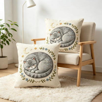 18x18 Inch Cute Cat Linen Throw Pillow Covers Set of 2 - color: A20016, size: 18" x 18" (Pack of 2)