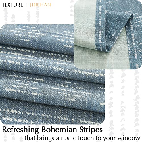 jinchan Striped Valance 18 Inch Modern Boho 1 Panel Blue - color: Boho Blue, size: 50"W x 18"L (Pack of 1)