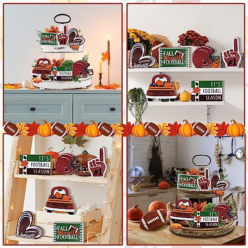 Fall Football Tiered Tray Decor, Farmhouse Tray Decorations Truck - style: Football Tiered Truck